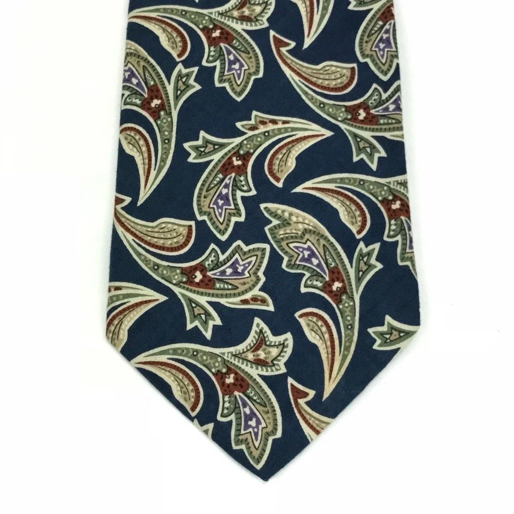 CHAPS RALPH LAUREN Vintage VTG Navy Red Green Purple Paisley Rare Necktie Tie